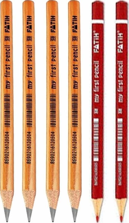 Jumbo Kurşun Kalem ve Kumbo Kırmızı Kalem 6 lı 1 Paket Fatih Jumbo Kalın Kırmızı Başlık Kalemi Üçgen İlk Kalemim