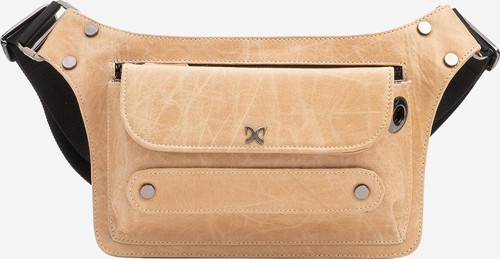 Joymax Unisex Bodybag Çanta Gerçek Deri BEJ