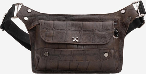 Joymax Unisex Bodybag Çanta Gerçek Deri CROKO KAHVE
