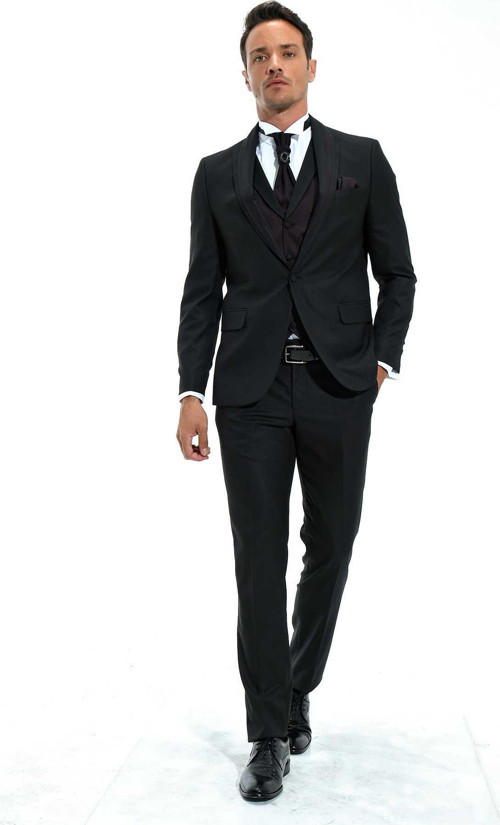 Erkek Siyah Berlin Slimfit Jakarlı Smokin