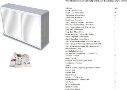 Aynalı Pls Ecza Dolabı + İlkyardım Okul Fabrika İçerik Seti 10.103
