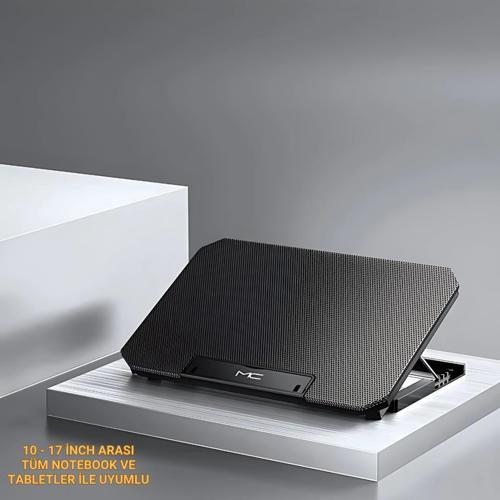 Hızı Ayarlanabilir Laptop Soğutucu Notebook Standı - 4 Kademeli Yükseklik Ayarlı, 2 USB Girişli Stand