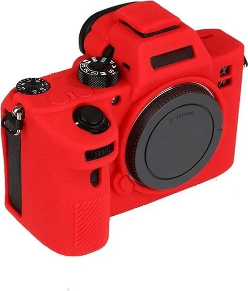 A9 - A7 III - A7R III İçin Silikon Koruıma Kılıfı - Kırmızı