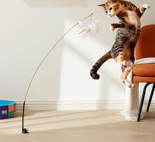 Vantuzlu Tüylü Zilli Kedi Oyun Oltası