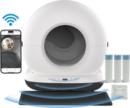 CB002 KAMERALI Akıllı Otomatik Kedi Tuvaleti, APP ile Kontrol, 72lt Hazne, 7lt Çöp haznesi