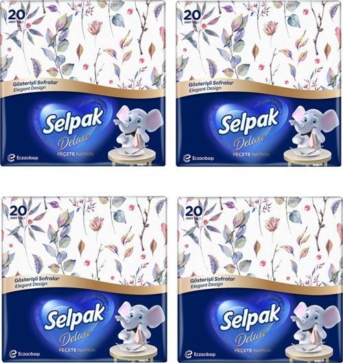 4 X Adet Elegant 20'Li Deluxe Peçete - Gösterişli Sofralar Serisi