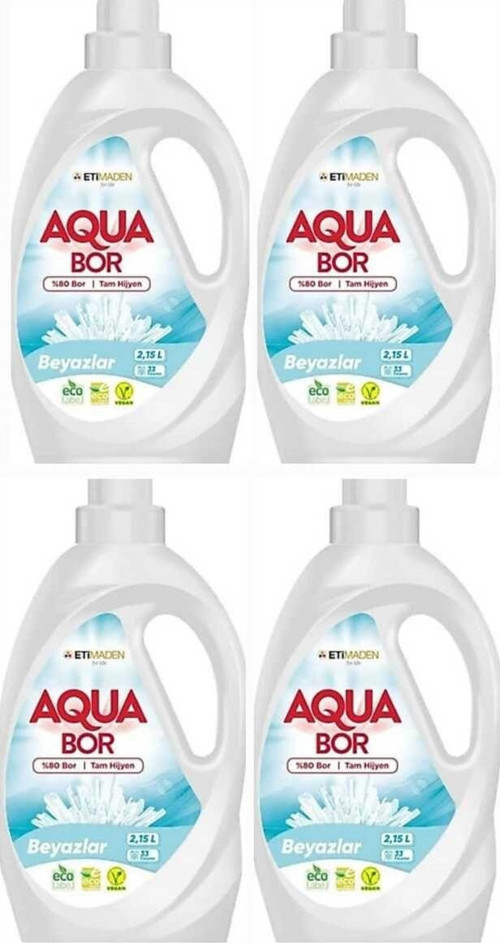 Aquabor Sıvı Çamaşır Deterjanı Beyazlar İçin 4 Adet 132 Yıkama Doğal Mineralli