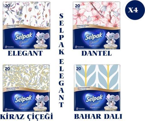Deluxe Elegant Design Desenli Peçete 4 Paket
