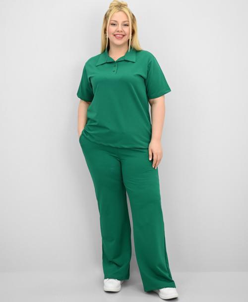 Kadın Büyük Beden Kısa Kollu Polo Yaka Eşofman Takımı 8188-25