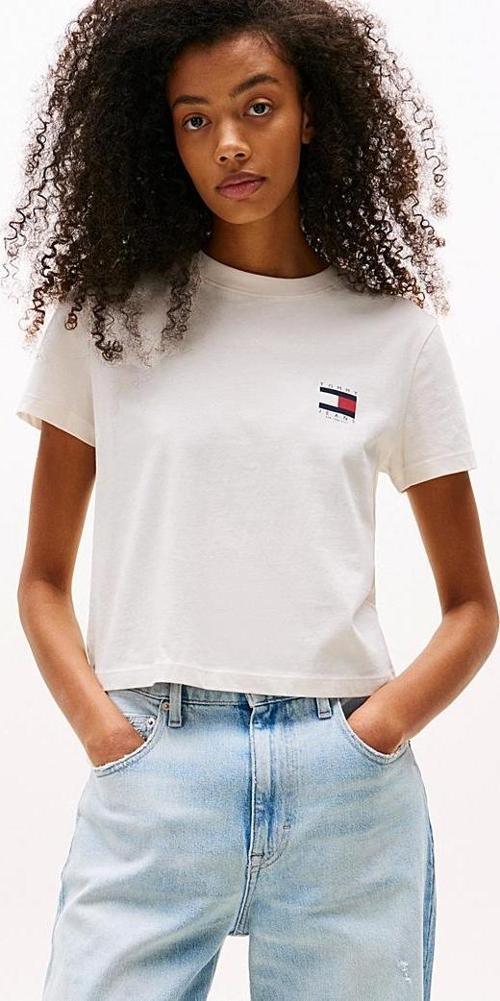 TJW REG SH TOMMY US FLAG SS TEE Kadın Beyaz T-shirt DW0DW21423YBH