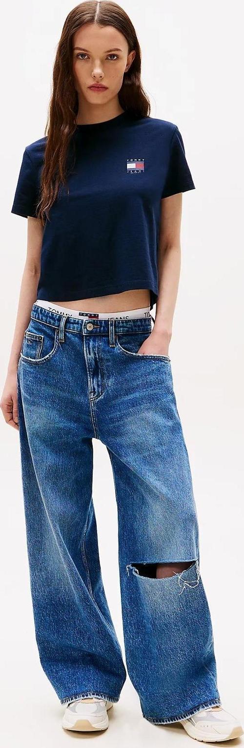 TJW REG SH TOMMY US FLAG SS TEE Kadın Mavi T-shirt DW0DW21423C1G