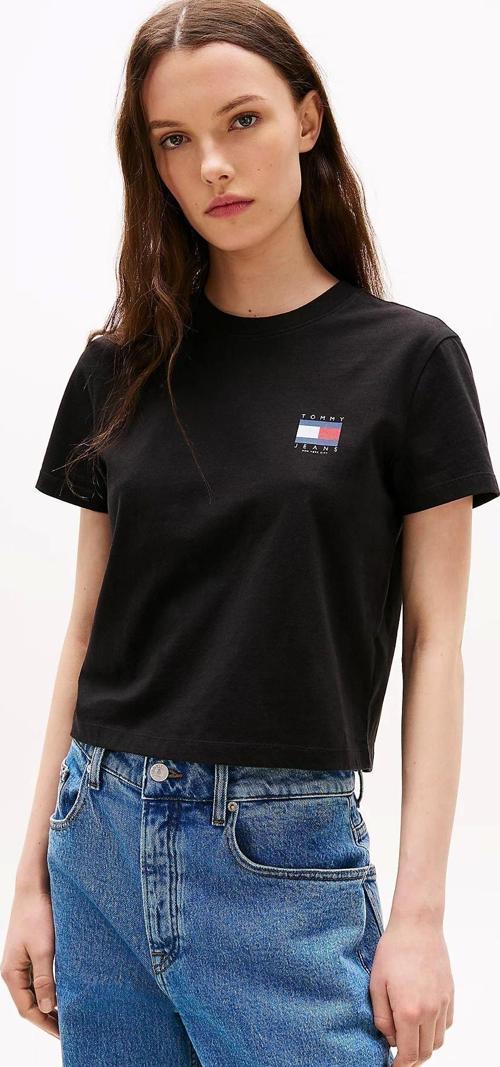 TJW REG SH TOMMY US FLAG SS TEE Kadın Siyah T-shirt DW0DW21423BDS