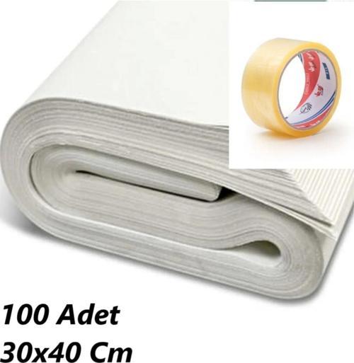 30x40 Tabak - Bardak Eşya Sarma Taşıma Taşınma Paketleme Kağıdı 100 Adet - Koli Bandı Hediye