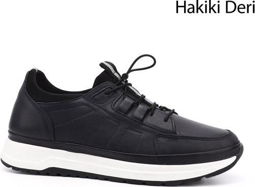 Erkek Lacivert Antik Likralı Lastik Bağcıklı Hakiki Deri Comfort Sneaker