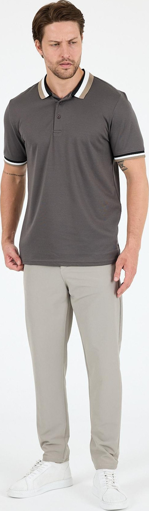 Erkek Amerikan Stil Polo Yaka T-Shirt Rahat Kesim, Yazlık Spor Tişört 5030