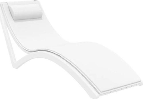 TRK-087 Siesta Minderli Yastıklı Lüks Ergonomik Slim Şezlong  Beyaz