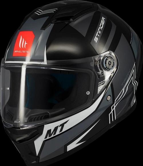KASK MT STINGER TRON B12 PARLAK GRİ/SİYAH