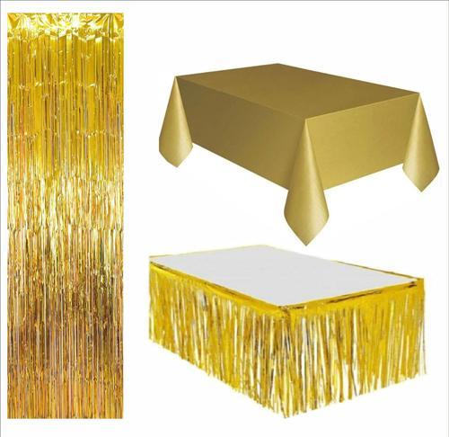 3 PARÇA GOLD MASA ÖRTÜSÜ, GOLD MASA ETEĞİ, GOLD ARKA FON