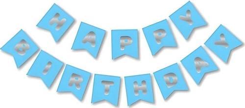 MAVİ -GÜMÜŞ HAPPY BIRTHDAY BANNER