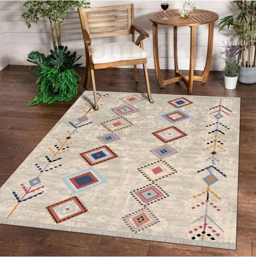 Halı Çok Renkli Iskandinav Saçaklı Kaymaz Kesme Ince Yolluk Kilim Salon Halısı Modelleri