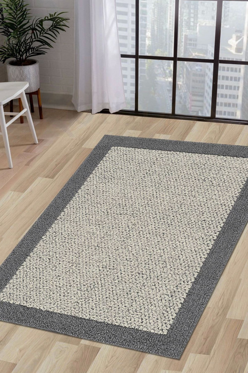 Halı Krem Cool Kr4040 Yıkanabilir Saçaksız Kesme Ince Yolluk Kilim Salon Halısı Modelleri