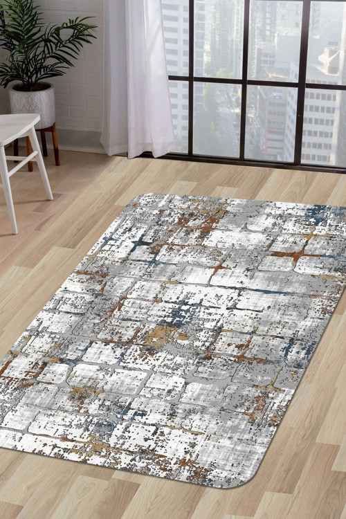 Halı Multi Cool Ky7005 Yıkanabilir Saçaksız Kesme Ince Yolluk Kilim Salon Halısı Modeli