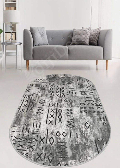 Halı Gri Iskandinav Yıkanabilir Saçaksız Oval Delüxe Yolluk Kilim Salon Halısı Modelleri