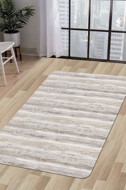 Halı Vizon Cool Ky7055 Yıkanabilir Saçaksız Kesme Ince Yolluk Kilim Salon Halısı Modeli