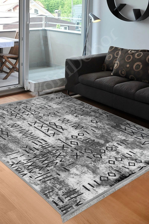 Halı Gri Iskandinav Yıkanabilir Saçaklı Delüxe Kesme Yolluk Kilim Salon Halısı Modelleri