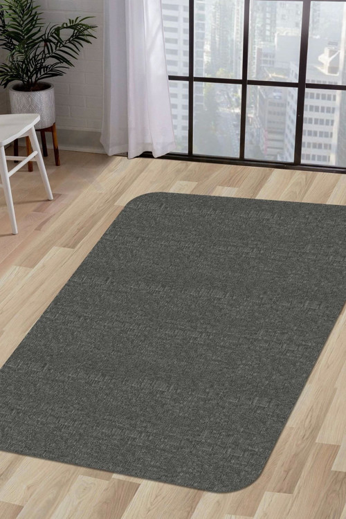 Halı Antrasit Cool K1290 Yıkanabilir Kesme Ince Yolluk Kilim Salon Halısı Modelleri