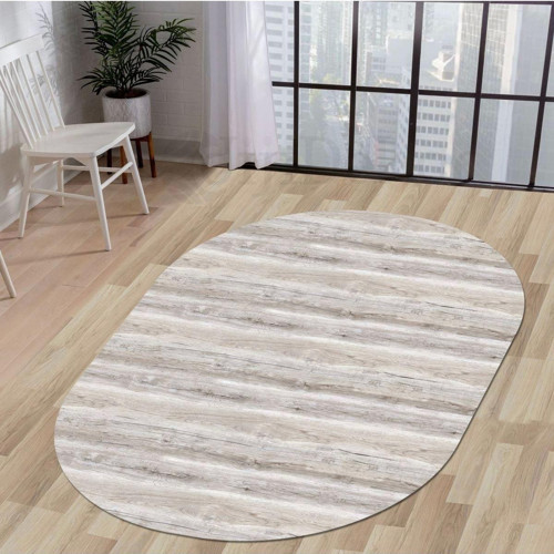 Halı Vizon Cool Ky7055 Yıkanabilir Oval Kesme Ince Yolluk Kilim Salon Halısı Modelleri