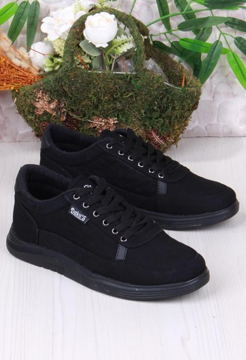 Dakırs 2038 Siyah Hafif Rahat Keten Sneaker Erkek Ayakkabı