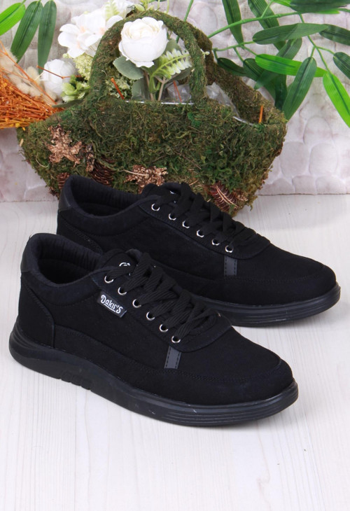 Dakırs 2038 Siyah Hafif Rahat Keten Sneaker Erkek Ayakkabı