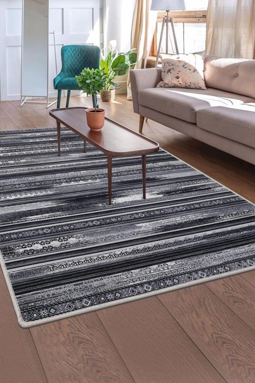 Halı Gri Cool Köln Yıkanabilir Saçaksız Kesme Ince Yolluk Kilim Salon Halısı Modelleri