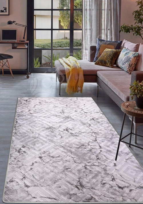 Halı Gri Cool Karo Yıkanabilir Saçaksız Kesme Ince Yolluk Kilim Salon Halısı Modelleri