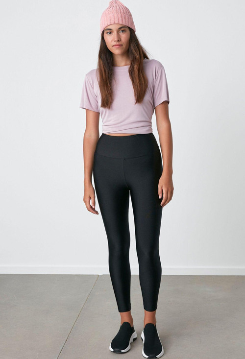 Siyah Yüksek Bel Parlak Tayt