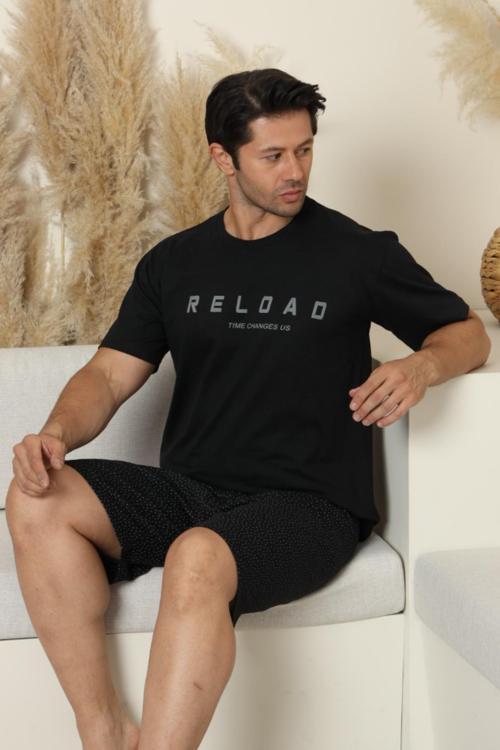Dreamy Pamuklu Cepli Desenli Kısa Kollu Şortlu Erkek Pijama Takımı