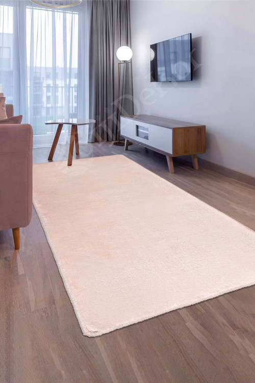 Pembe Post Dokuma Halı Peluş Yumuşacık Kaymaz Antibakteriyel Çocuk Mutfak Salon Halısı
