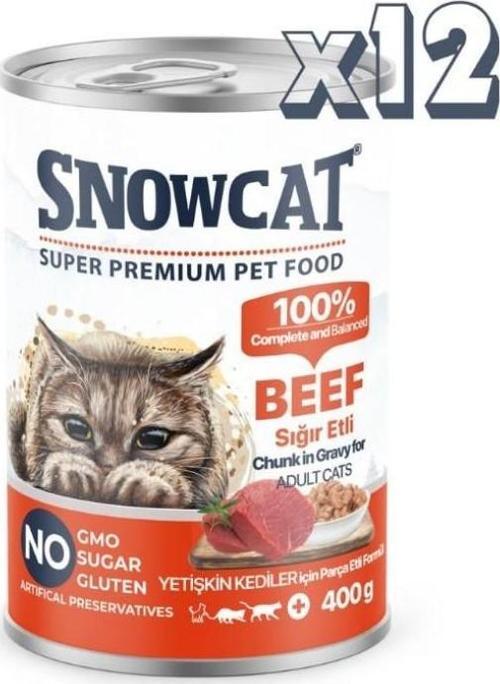 Premium Parça Etli Sığırlı Kedi Konservesi 12 Adet*400 G