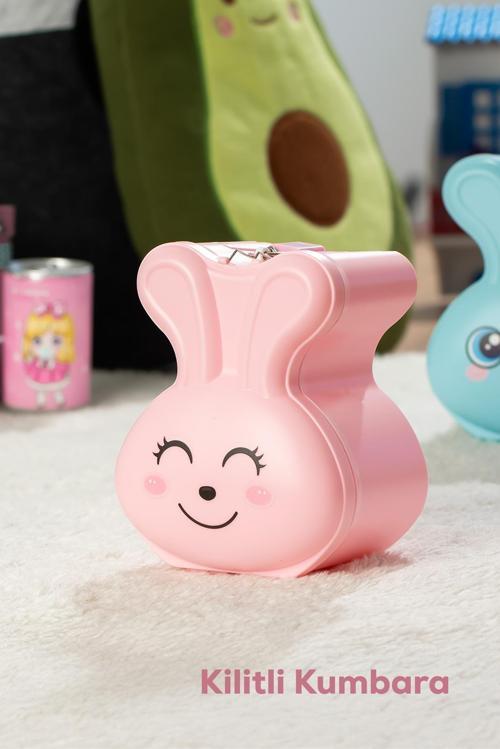041 Pvc Anahtarlı Kilitli Gülenyüz Kumbara Pembe 12,5X15,5cm