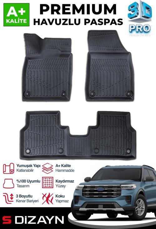 Ford Explorer 3D Pro Havuzlu Paspas 2025 Üzeri A+ Kalite
