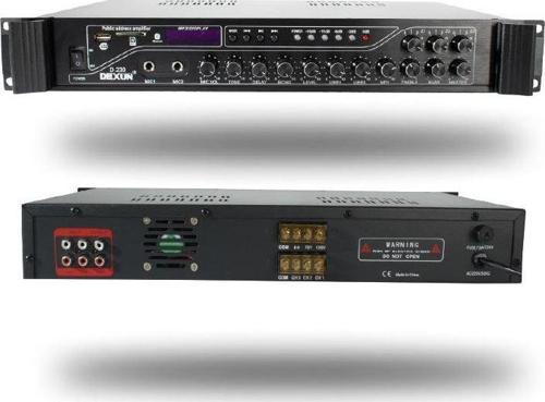 DEXUN D-230 250 WATT 3 ZONE İKİ MİK GRŞ USB-BT 4/16-70-100V HAT TRAFOLU ANFİ