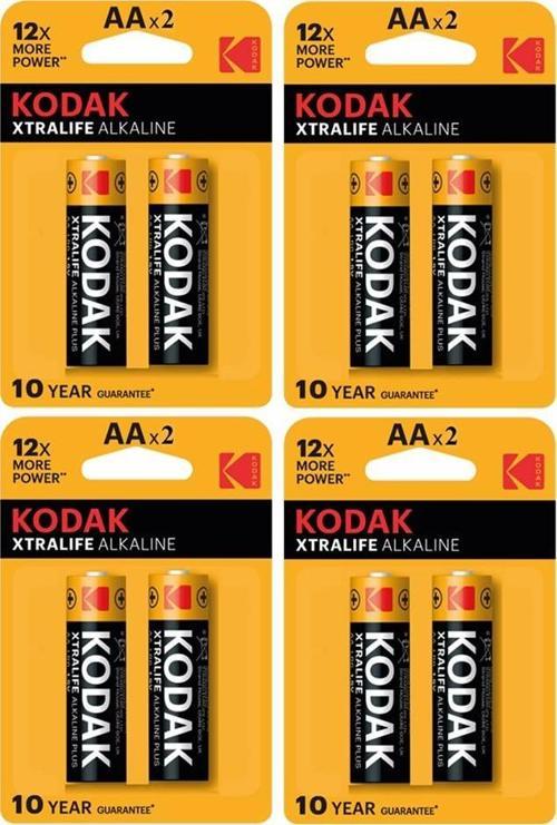 Xtralife Alkalin Kalem Pil AA 8 Adet Kodak Kaliteli Uzun Ömürlü 1.5 V Kalem Pil Orjinal Kumanda Fener Saat Cihazlar