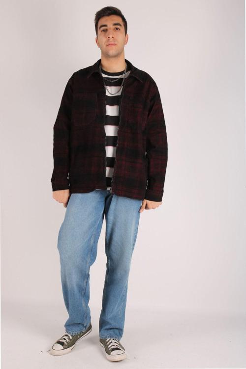 Erkek Oversize Oduncu Desenli Ceket
