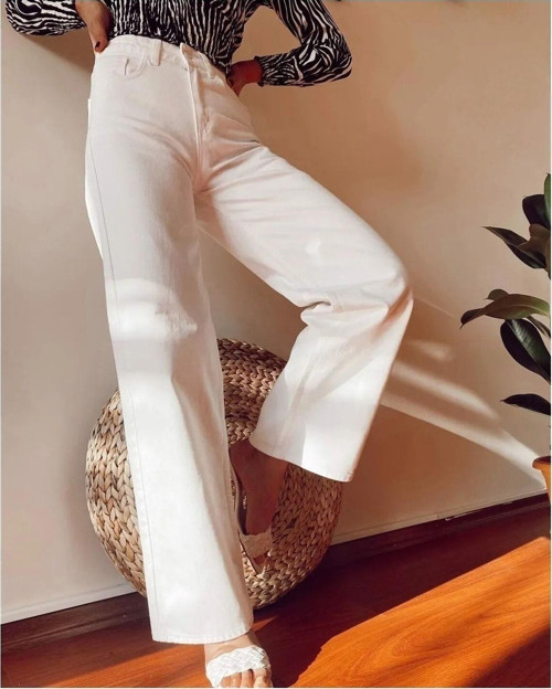 90'Lar Yüksek Bel Wide Leg Beyaz Palazzo Jean ( Satıcıya Bedeninizi Sorabilirsiniz )