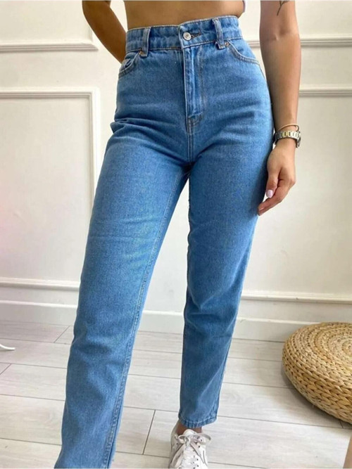 Açık Buz Mom Likralı Yüksek Bel Likralı Jean ( Satıcıdan Uygun Bedeninizi Öğreniniz )