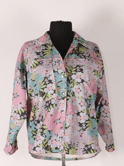 Kaizerdenim Kadın Oversize Çiçek Desenli Ceket