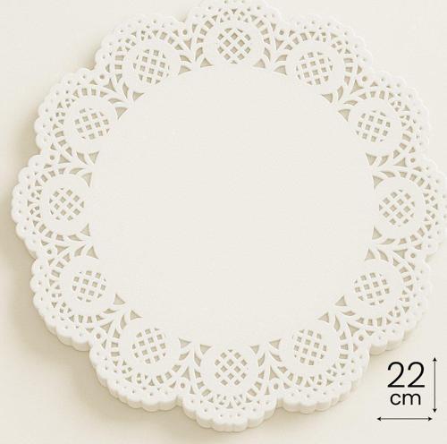 Dantel Görünümlü Kağıt Tabak Altlığı - 22 Cm. - Beyaz Dantel Kağıt - 100 Adetlik Paket