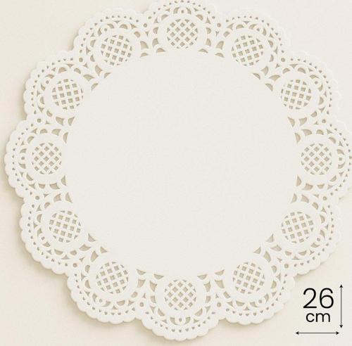 Dantel Görünümlü Kağıt Tabak Altlığı - 26 Cm. - Beyaz Dantel Kağıt - 100 Adetlik Paket