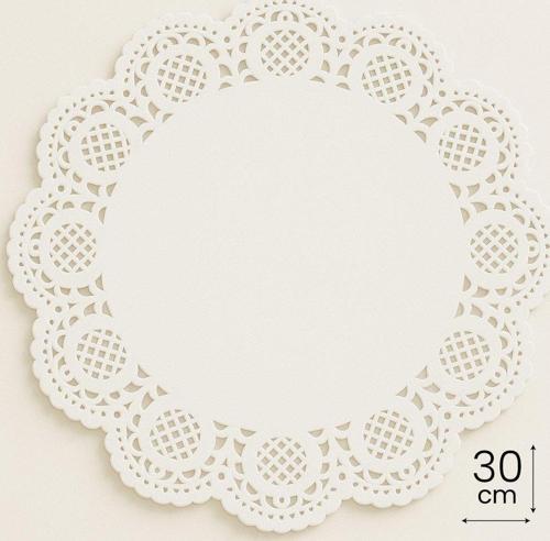 Dantel Görünümlü Kağıt Tabak Altlığı - 30 Cm. - Beyaz Dantel Kağıt - 100 Adetlik Paket